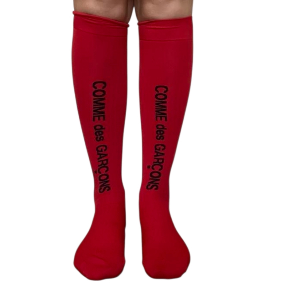 NWT Comme des Garcons Red logo socks Sz L